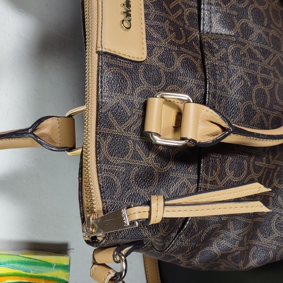 Calvin Klein Signature Monogram Satchel - Picture 7 of 13